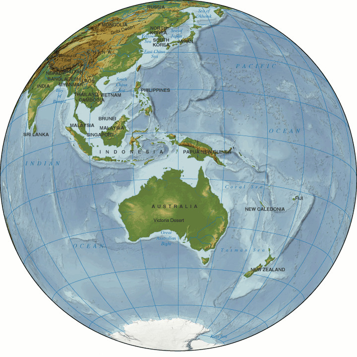 Australia relief map Australia