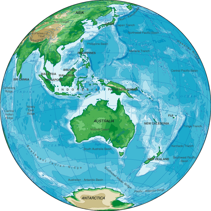 map Australia - topographical map of Australia