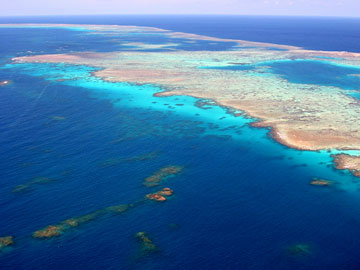 aerial view of the great barrier reef off the east coast of australia